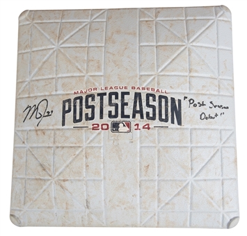 2014 Mike Trout Game Used & Signed "Post Season Debut" American League Divisional Series Base (MLB Authenticated)